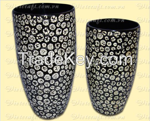 lacquer vase handmade in Vietnam gold metallic color