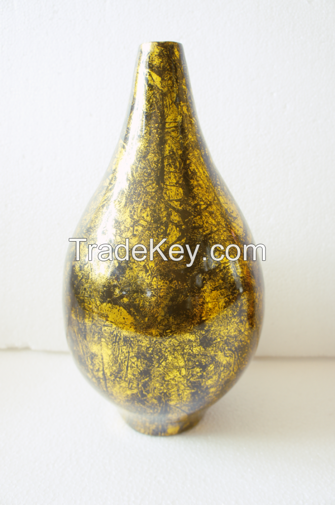 lacquer vase handmade in Vietnam gold metallic color