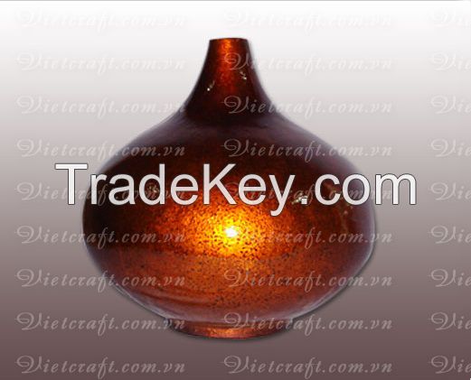 lacquer vase handmade in Vietnam orange gold color