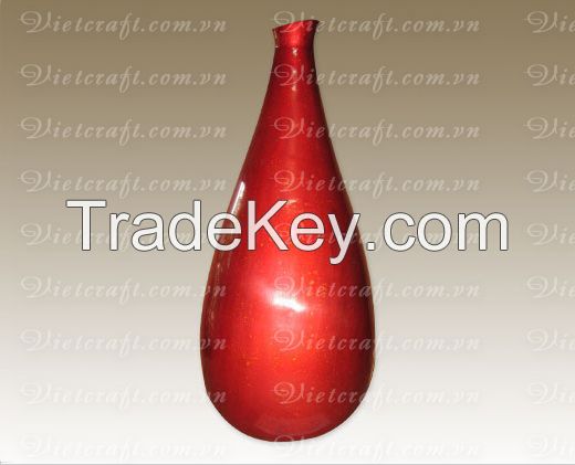 lacquer vase handmade in Vietnam orange gold color