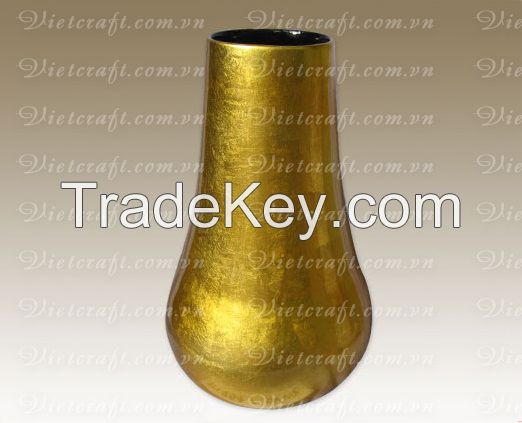 lacquer vase handmade in Vietnam gold metallic color