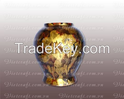 lacquer vase handmade in Vietnam gold metallic color