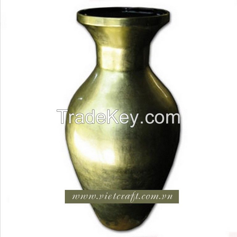 lacquer vase handmade in Vietnam nice design high quality lacquer vase silver metallic and black color