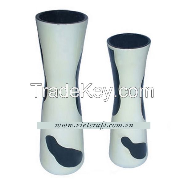 lacquer vase handmade in Vietnam  silver metallic color nice design high quality lacquer vase