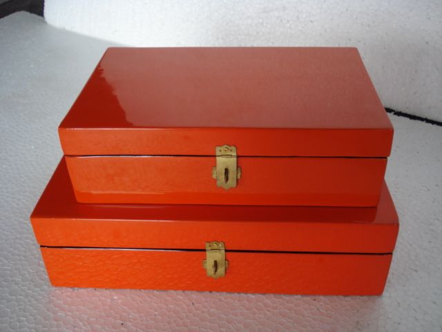 lacquer box high quality jewelry box handmade in Vietnam home decoration orange color