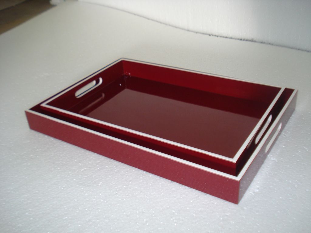 lacquer tray handmade in Vietnam dark red color