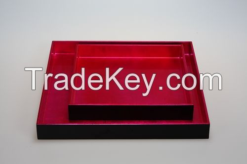 lacquer tray handmade in Vietnam glossy red color