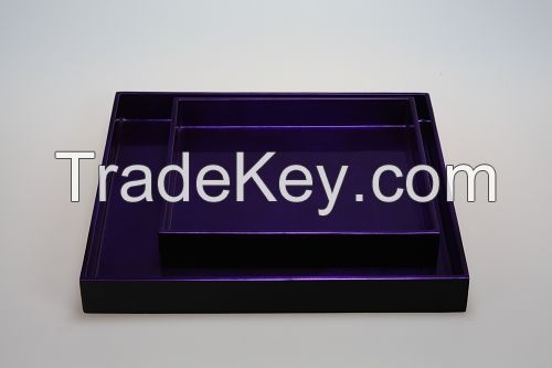 lacquer tray handmade in Vietnam violet metallic color