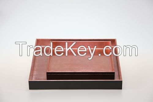 lacquer tray handmade in Vietnam pink metallic color
