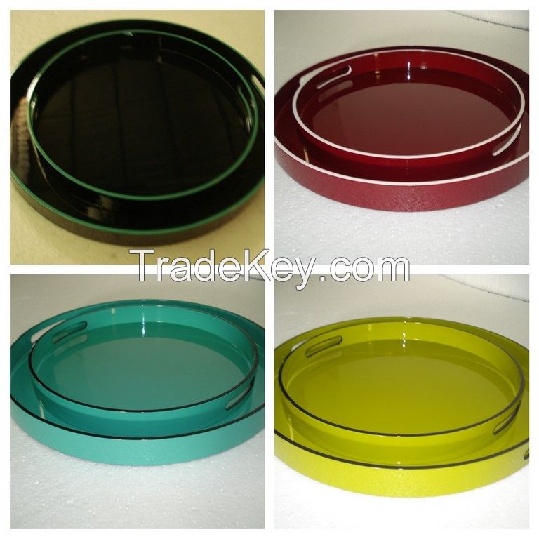 lacquer tray handmade in Vietnam leaf shape green color