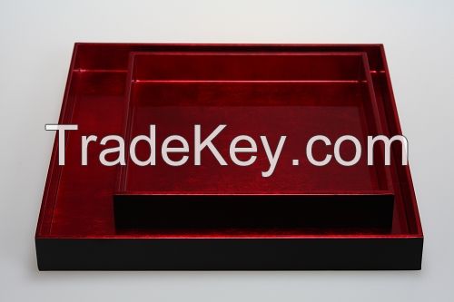 lacquer tray handmade in Vietnam red dark tray for home decoration