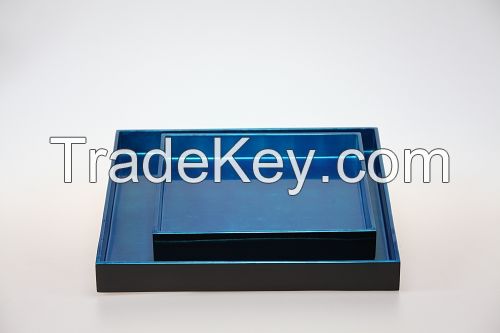lacquer tray handmade in Vietnam shiny blue color