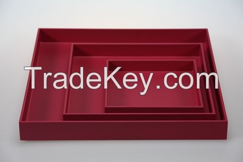 lacquer tray handmade in Vietnam matt raspberry color