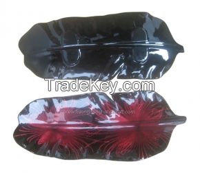 lacquer tray handmade in Vietnam leaf shape