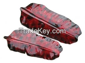 lacquer tray handmade in Vietnam leaf shape red color