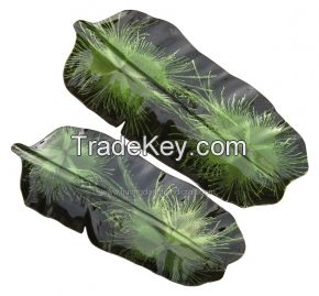 lacquer tray handmade in Vietnam leaf shape light green color