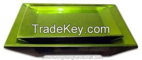 lacquer tray handmade in Vietnam green metallic color