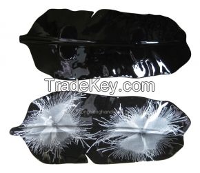 lacquer tray handmade in Vietnam leaf shape white color