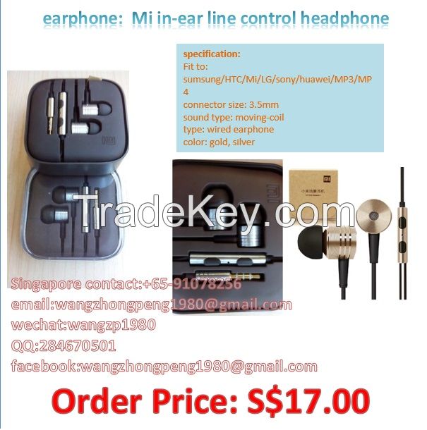 B011 Mi earphone handset/high quality/6u speaker/phone remote control earphone