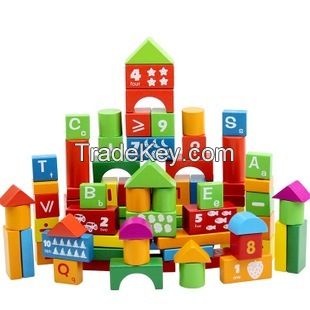 A001 baby toys-wooden-100pcs alphanumeric building blocks