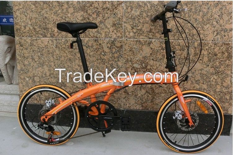2015 top selling 20 inch fashion 6 speed disc brake folding bicycle/cheap folding bicycle made in China
