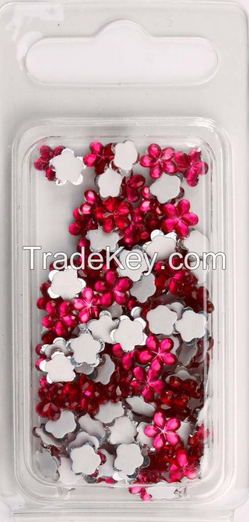 Pink Flower Gemstone Sticker (GSS1506F)