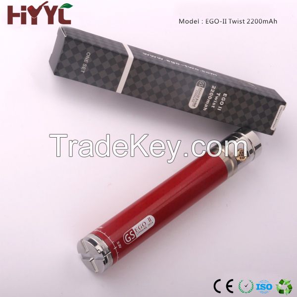 2200mag Ego II Twist Battery new arrival ego twist battery carbon fiber Electronic cigarette with gift box