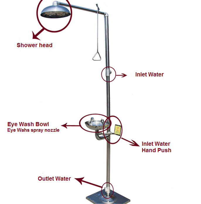 emergency safety eye washer and shower