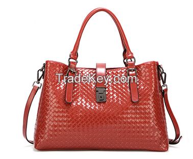 Genuine leather knit bag handbag shoulder bag
