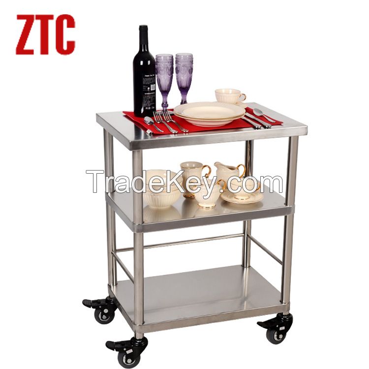Household stainless steel kitchen cart,3-shelf small kitchen utility cart RCS-FAM01