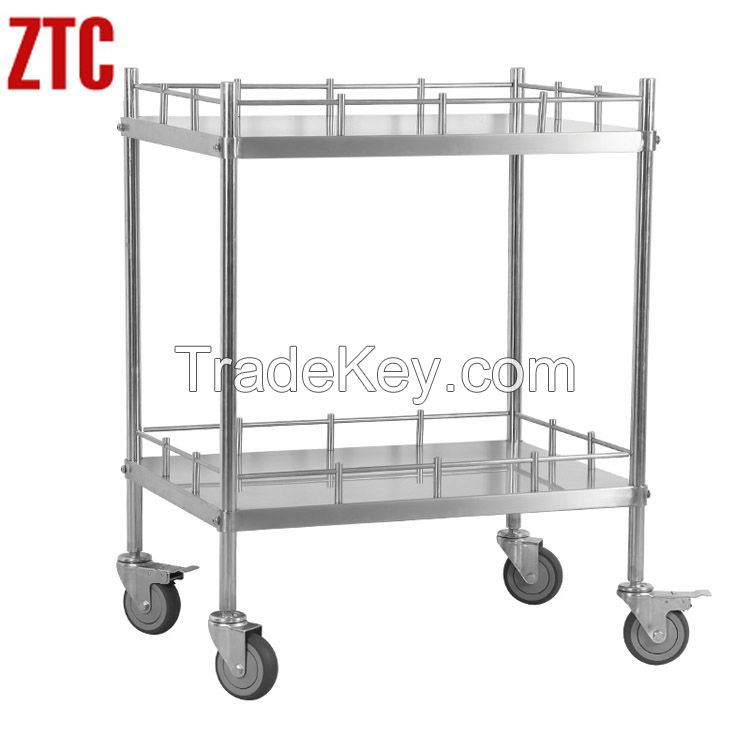 Double Layer Hospital treatment trolley,Stainless steel medical cart RCS-NH21