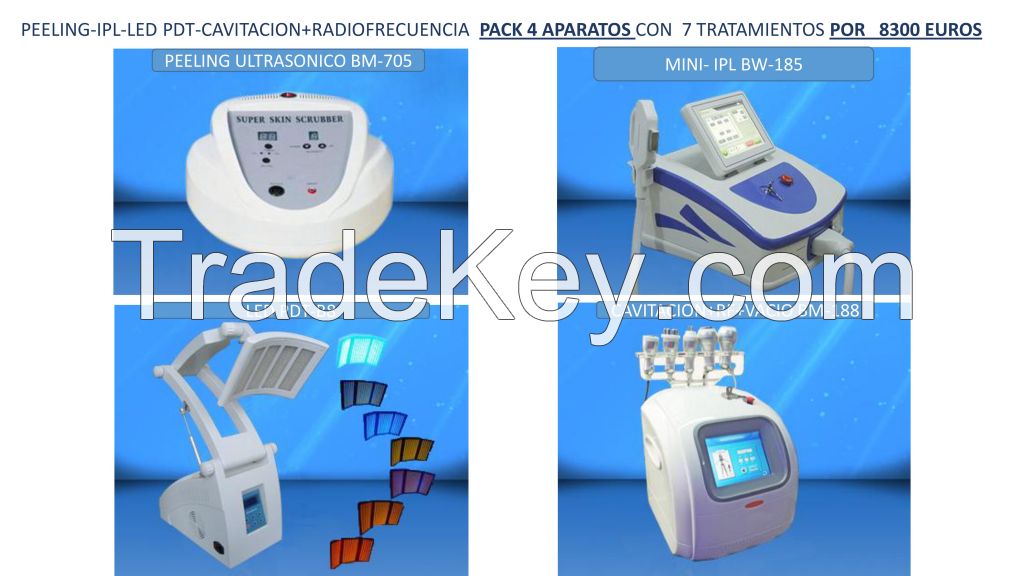 PACK 1 (IPL + RF + Ultrasonic Cavitation + Ultrasonic peeling + E-Light)