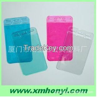 Clear PVC badge holder for exhibition, waterproof PVC id card pouch