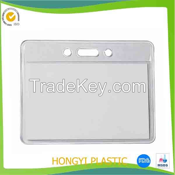 lexible waterproof transparent PVC card holders, name badge holders