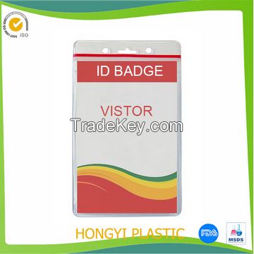 Clear PVC badge holder for exhibition, waterproof PVC id card pouch