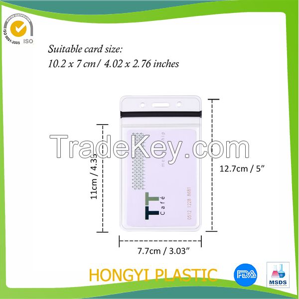 Clear PVC badge holder for exhibition, waterproof PVC id card pouch