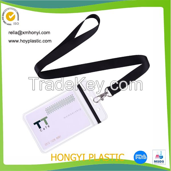 Clear PVC badge holder for exhibition, waterproof PVC id card pouch