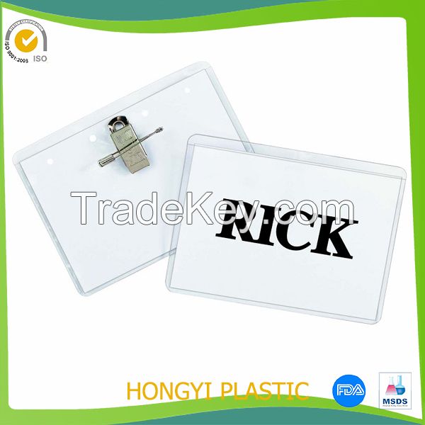 vinyl id working badge holder with crocodile clip, PVC ID Card Badge