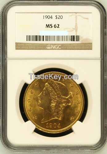 Rare $20 1904 American Liberty Head 1 Oz.999 fine gold coin