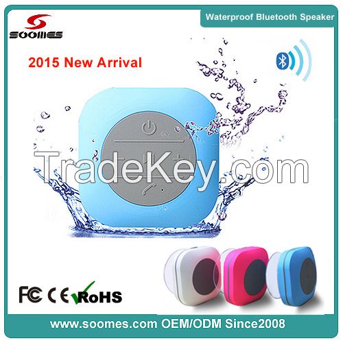 2015 New! Waterproof Sucker Bluetooth Speaker Square Waterproof Speaker (SMS-BT42)