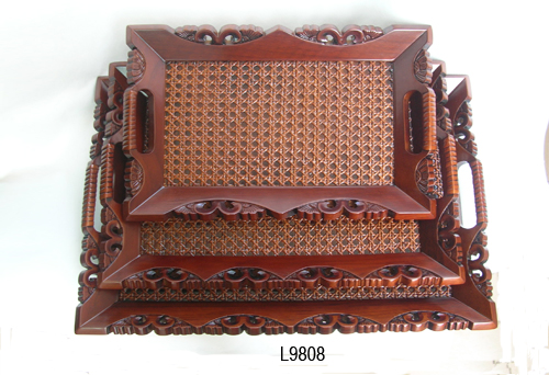 wood and rattan tray