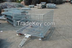 with traction rod stock storage cage , mesh container , warehoue box, wire basket(FOR MARKET OR WAREHOUSE)  manufacturer direct sales high qulity and low cost