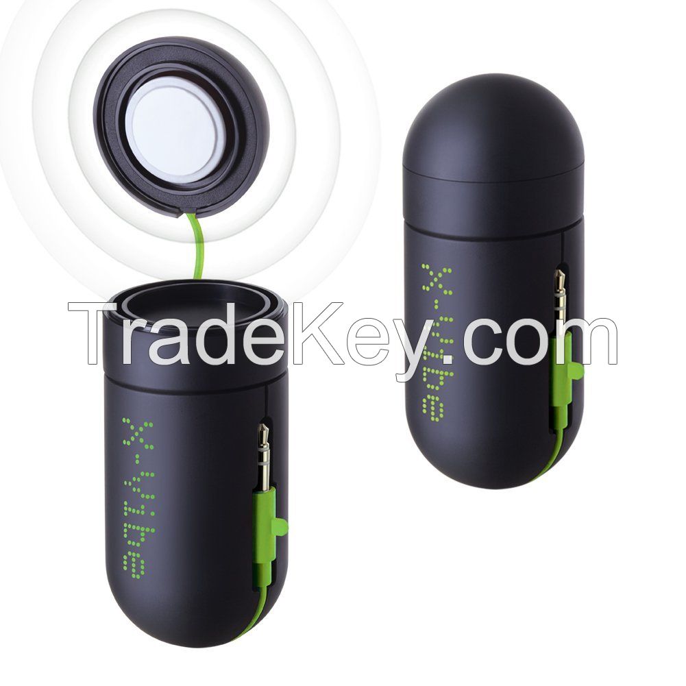 XDREAM X-VIBE 3.0 Portable Mini Vibration Speaker System (Matt Black + Green Cable)
