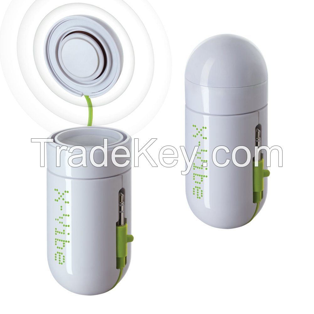 XDREAM X-VIBE 3.0 Portable Mini Vibration Speaker System (Glossy White + Green Cable)