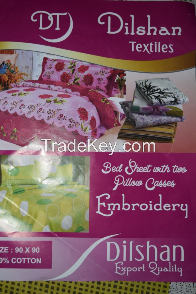  100% Cotton Bed Sheets with two pillow cases