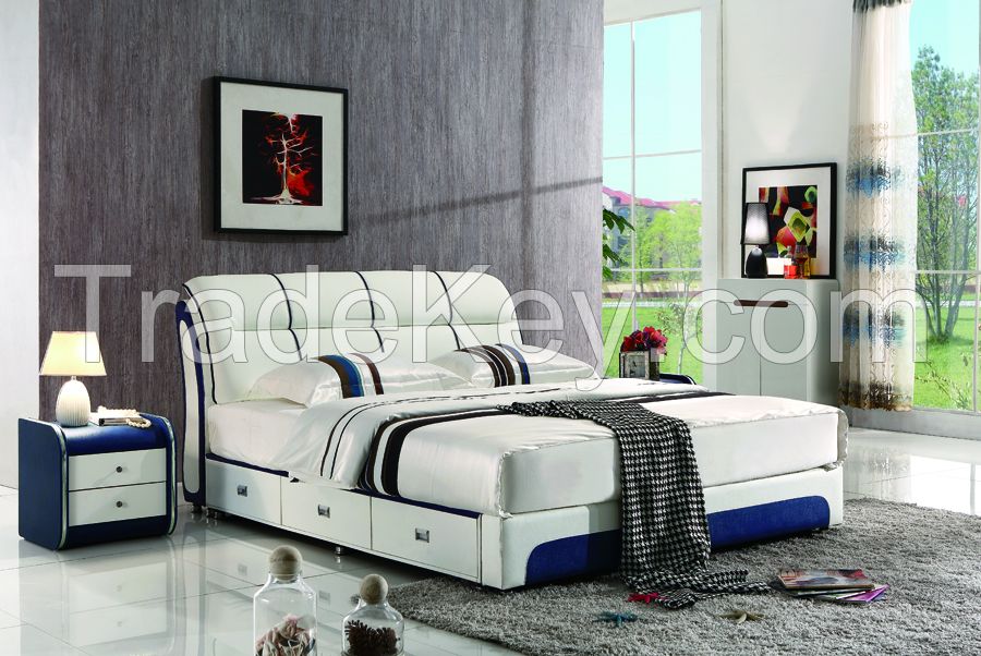 NYF661# quality style modern design leather bed king size bed