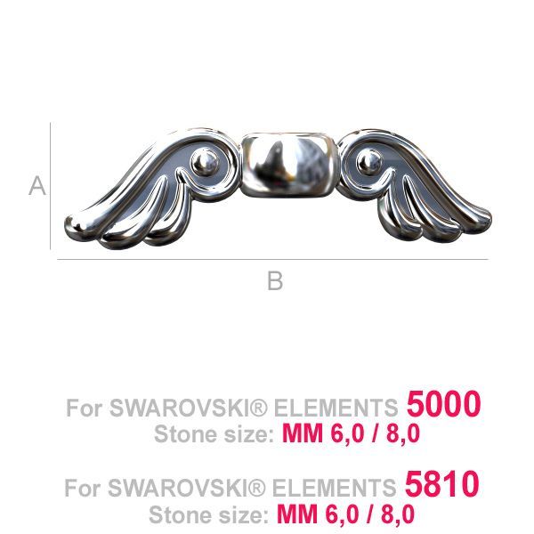 925 Sterling Silver Angel Wings Spacer Bead (rhodium, gold or rose plating available)