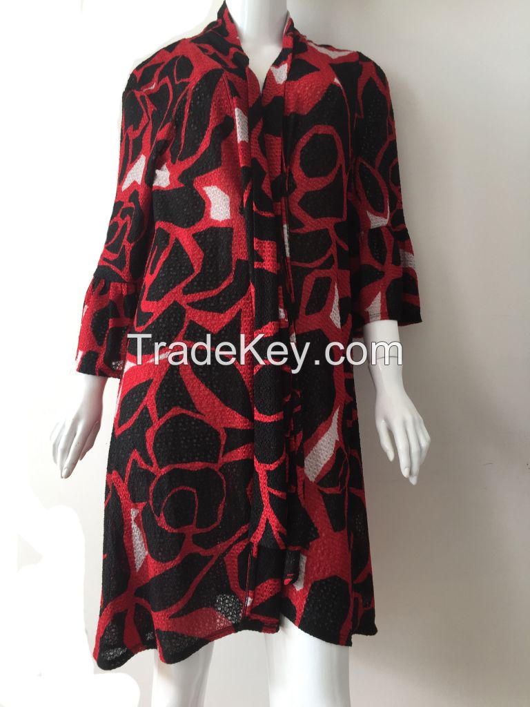 Elegant Professional Red And Black Dress