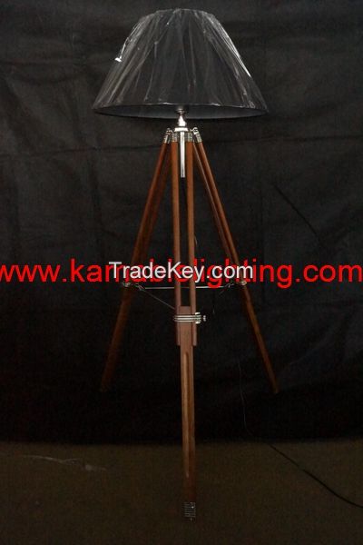 Contemporary decorative tripod wood floor lamp (F705B)