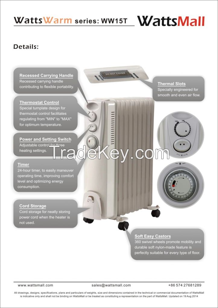 Living room Oil filled radiator heater Thermostat